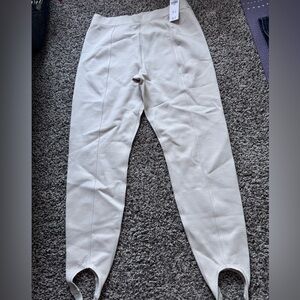 Abercrombie & Fitch Cream base layer leggings with foot loop new L gorpcore